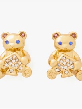 Kate Spade Oh What Fun Spade Teddy Bear Studs new
Clear/Gold